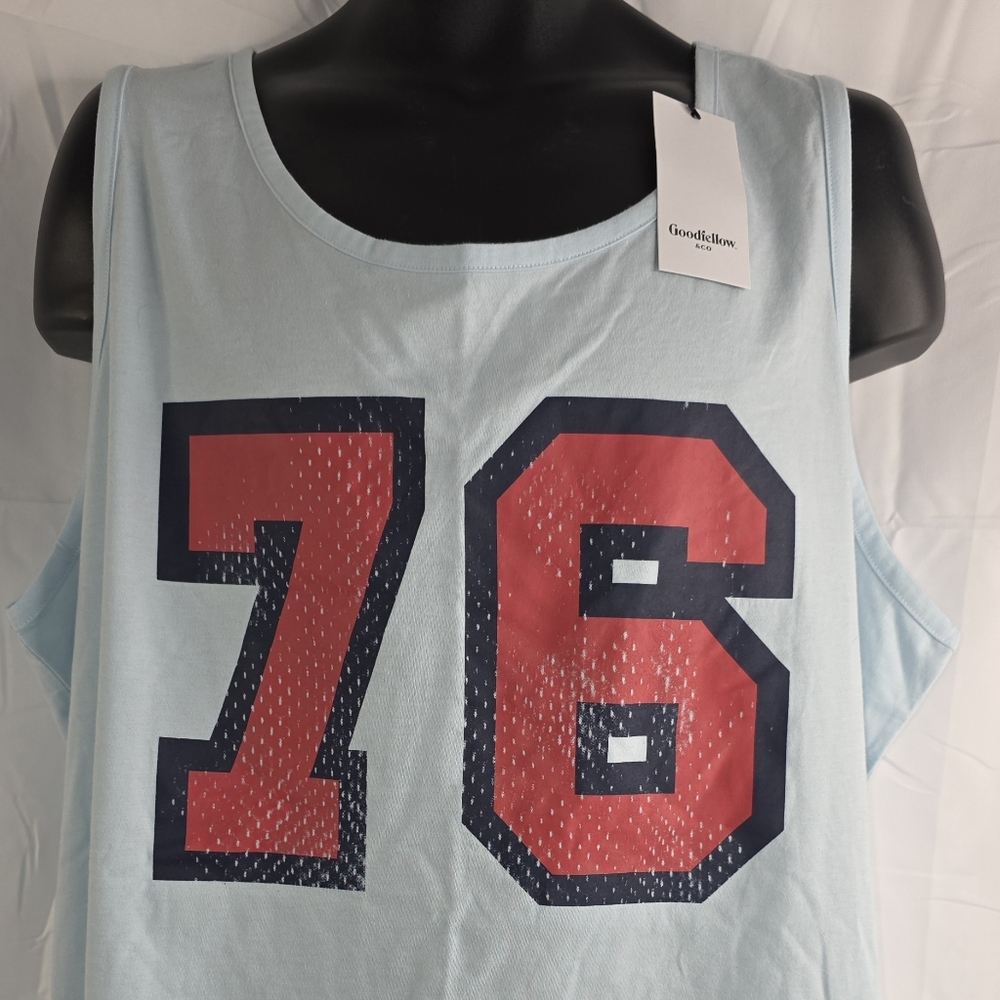 Goodfellow & Co Light Blue Tank Red 76 Graphic 4XL Big & Tall NWT B-2135 - Picture 3 of 10